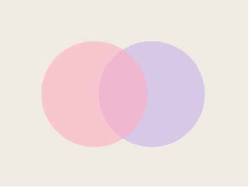 A venn diagram with 2 overlapping circles.